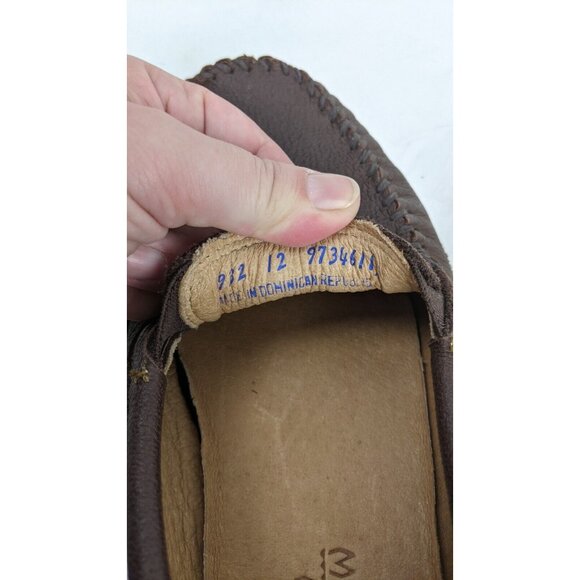 Minnetonka Moccasin Brown Leather Loafer Mens Size 12 - Picture 8 of 10